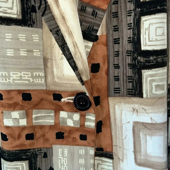 N Touch geometric blazer lightweight size 10 fall jacket pockets front button - Picture 6 of 13